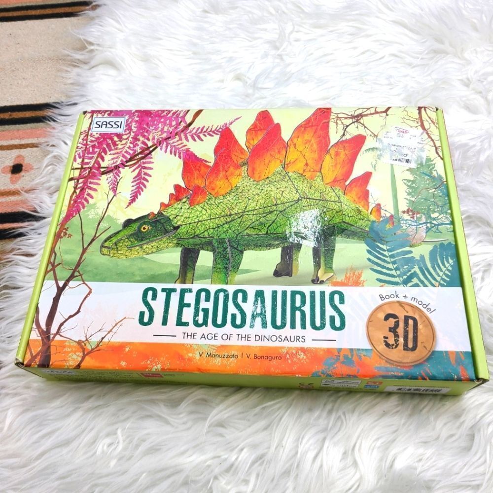 Dinosaurs - Stegosaurus 3D Puzzle and Book Has All Pieces Great Christmas Gift